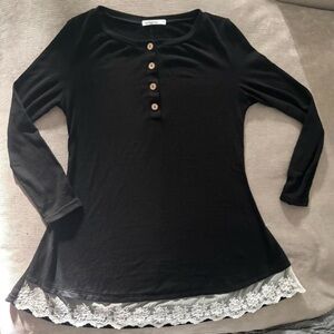 styleword black long sleeve with lace trim